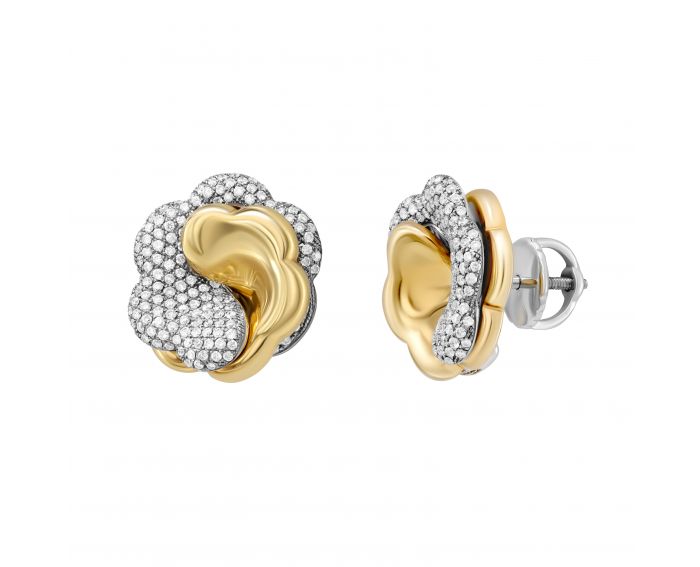 Earrings with diamonds in a combination of white and yellow gold 1-004 203