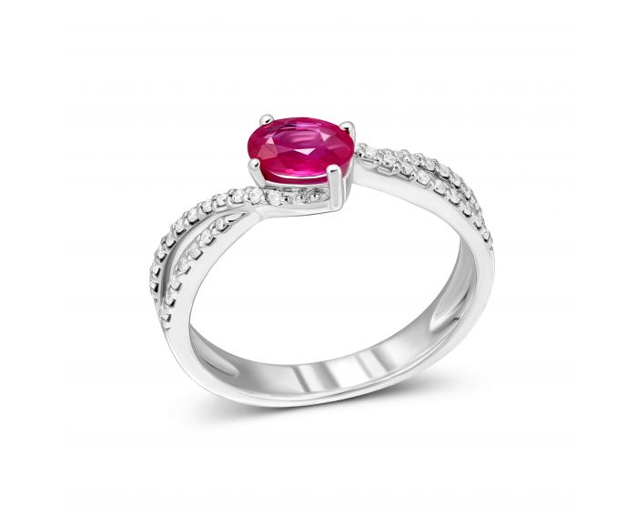 Diamond and ruby ​​ring in white gold 1-006 119