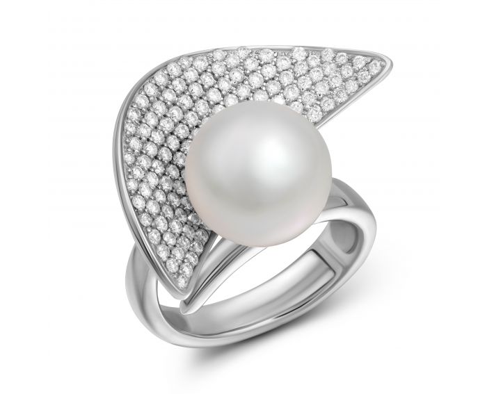 Ring with diamonds and pearl 1К039-0012