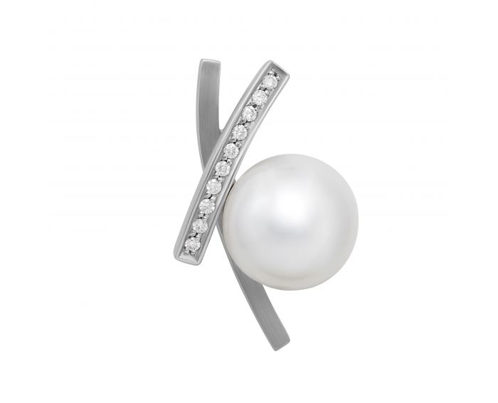 Hanging with pearls and diamonds in white gold 1P039-0016