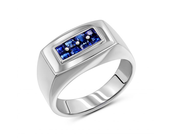 Ring with sapphires in white gold 1-009 160