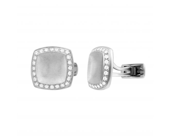 Cufflinks with diamonds in white gold 1-009 124