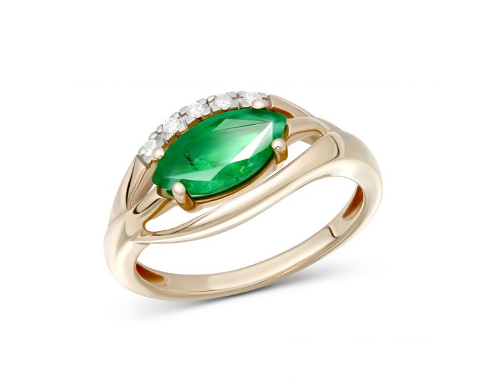 Diamond and emerald ring in rose gold 1-012 544