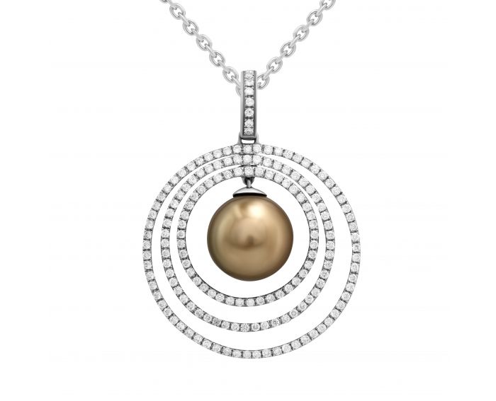 Hanging with diamonds and pearls with white gold 1-014 690