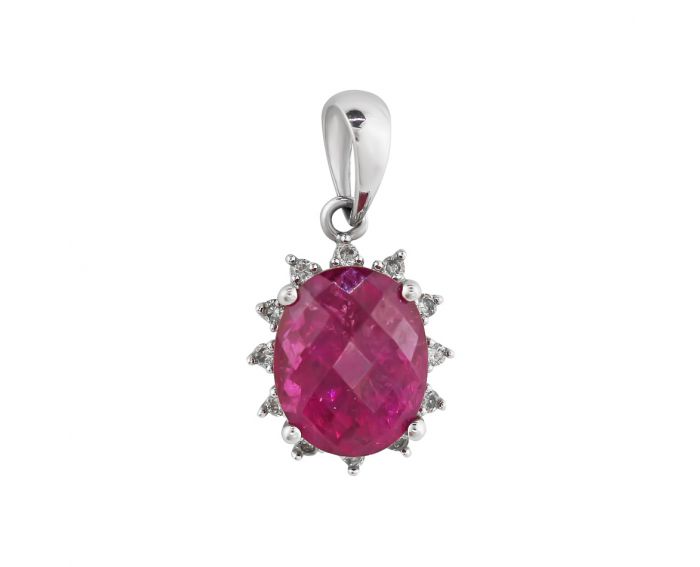 Pendant with diamonds and tourmaline in white gold 1-016 375