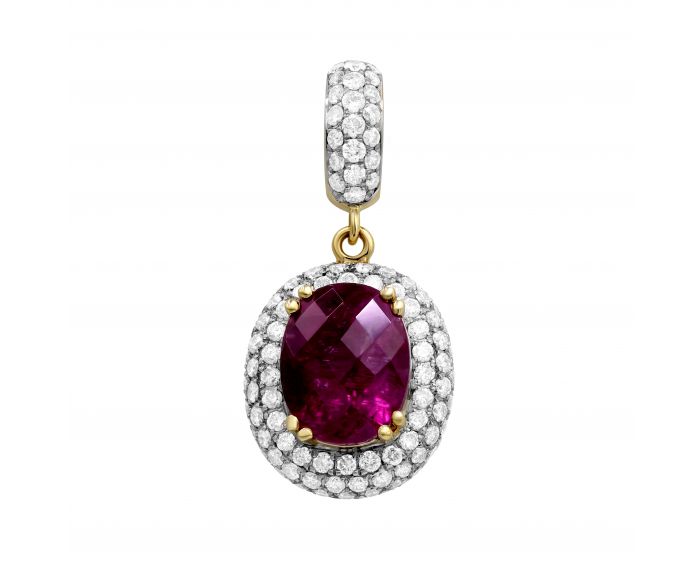 Pendant with diamonds and tourmaline in yellow gold 1P034-0146