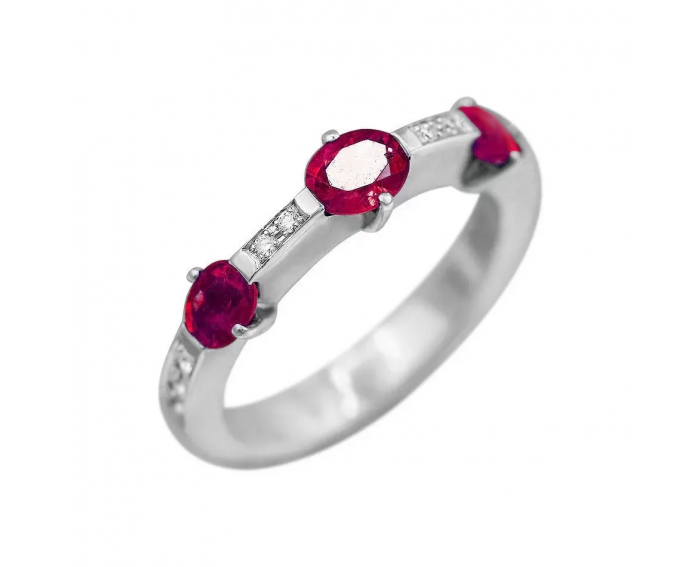 Ring with diamonds and rubies in white gold 1-028 635