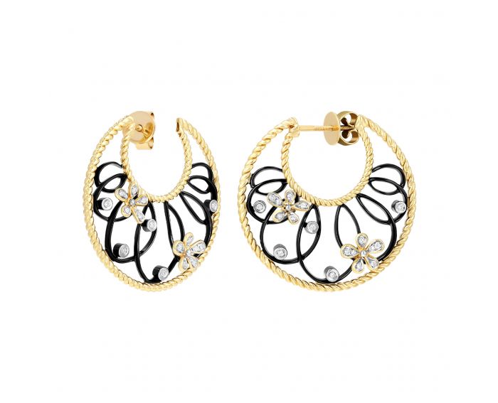 Earrings with diamonds Frivolite in yellow gold