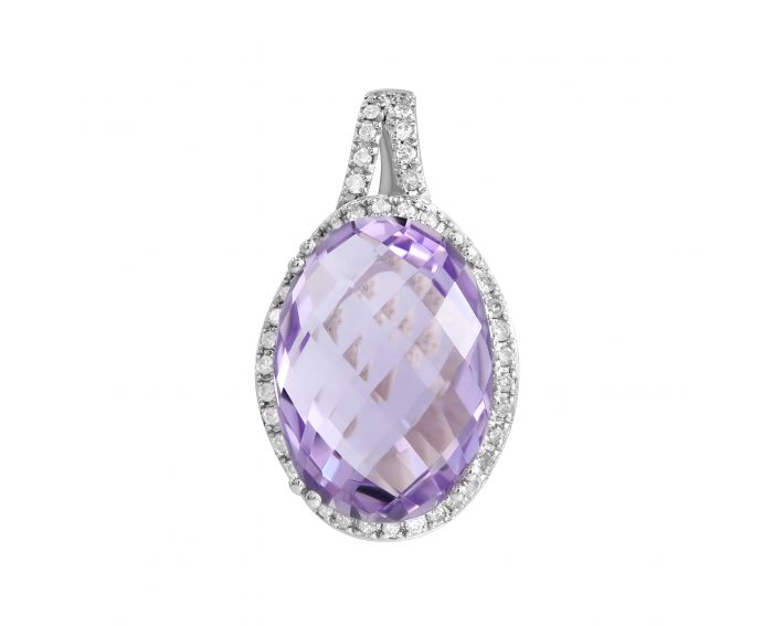 Pendant with diamonds and amethyst with white gold 1P034-0364