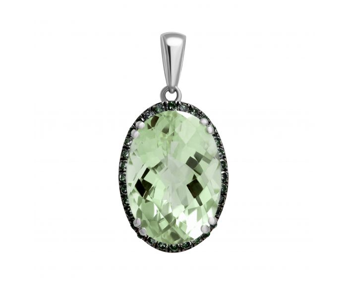 Suspension with diamonds and prasiolite with white gold 1P034-0380-1