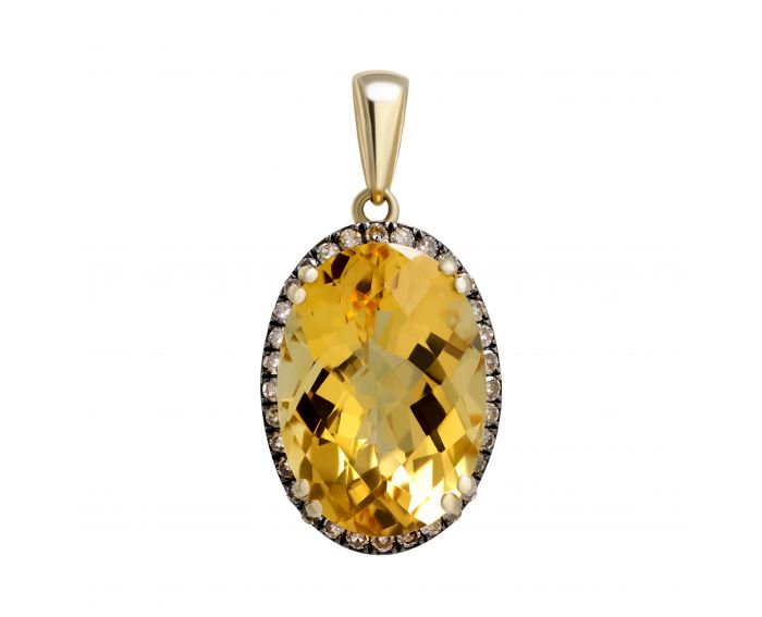 Hanging with diamonds and citrine with yellow gold 1P034-0380