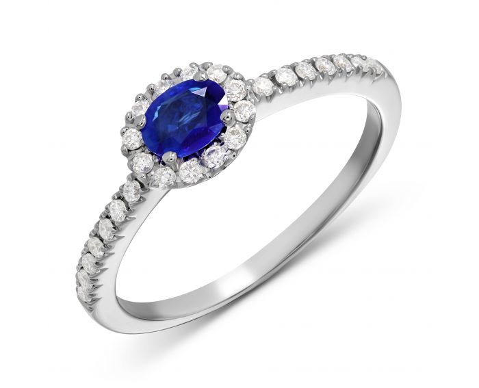 Alexandra Anastasia Lisowska ring in white gold with diamonds and sapphire