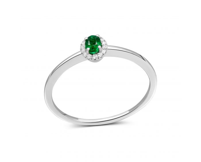 Ring with diamonds and emeralds 1К036-0286