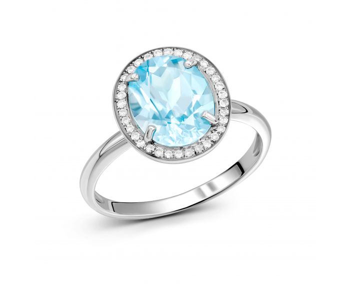 Ring with diamonds and topaz in white gold 1-116 291