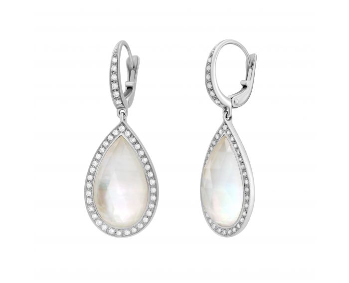 Earrings with diamonds and mother-of-pearl in white gold 1-120 133
