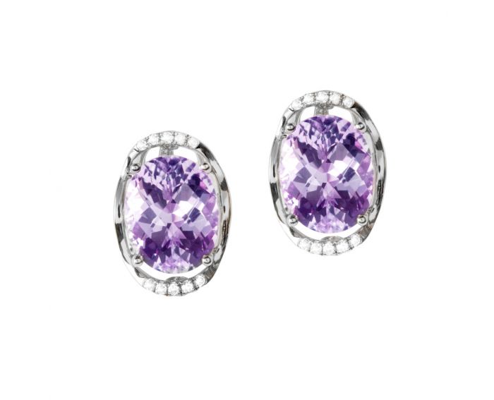 Earrings with diamonds and amethysts in white gold 1-124 974