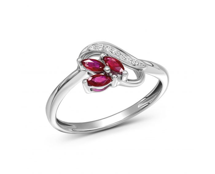 Ring with diamonds and rubies in white gold 1K562-0008