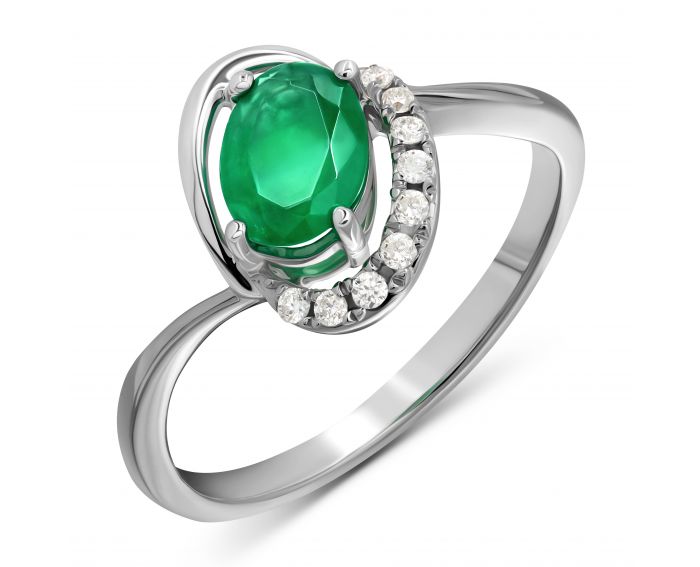 Jennifer ring in white gold with diamonds and emerald
