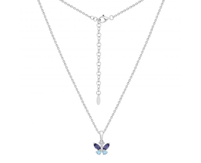 Necklace with diamonds and cordierite Butterfly
