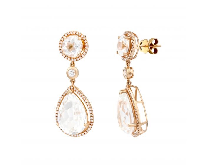 Earrings with diamonds in rose gold 1-138 089