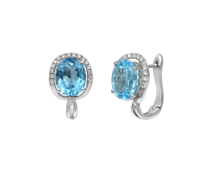 Earrings in white gold with diamonds and topaz