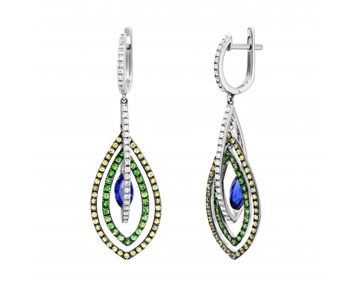 Earrings with diamonds and sapphires in white gold 1С202-0013