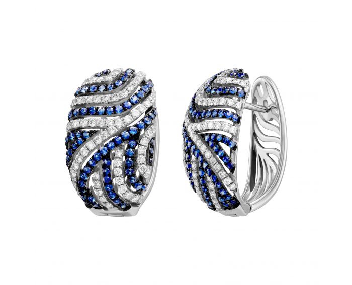 Earrings with diamonds and sapphires in white gold 1С759-0204