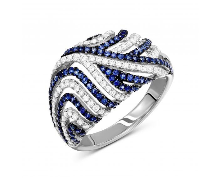 Ring with diamonds and sapphires 1К759-0196