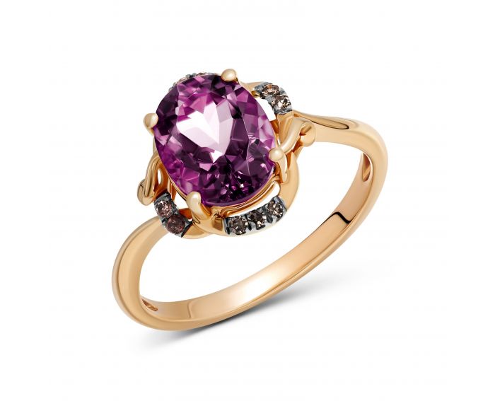 Ring with tourmaline and diamonds in rose gold 1-149 348