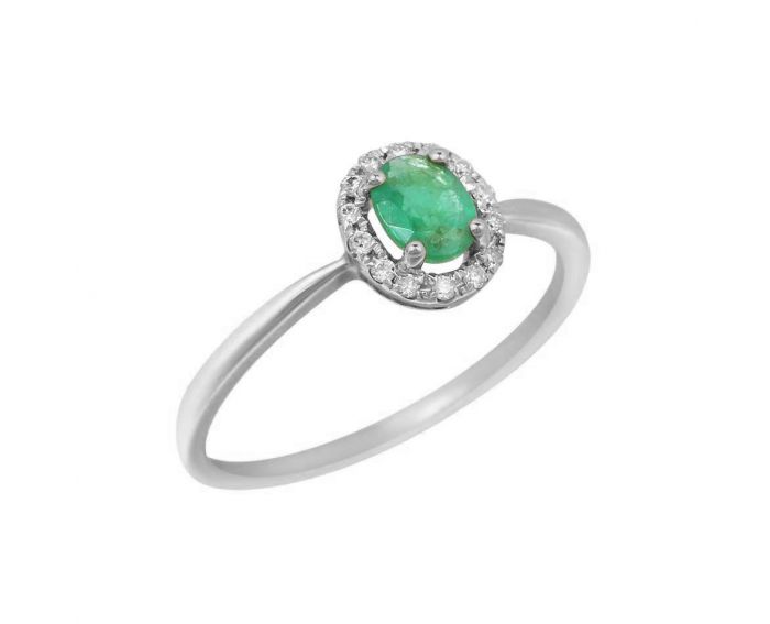 Ring with diamonds and emerald in white gold 1К309-0170