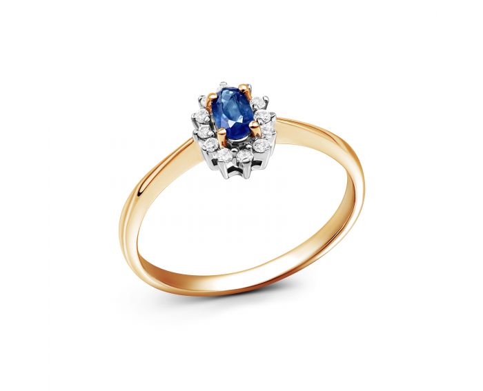 Ring with diamonds and sapphires in rose gold 1-160 933