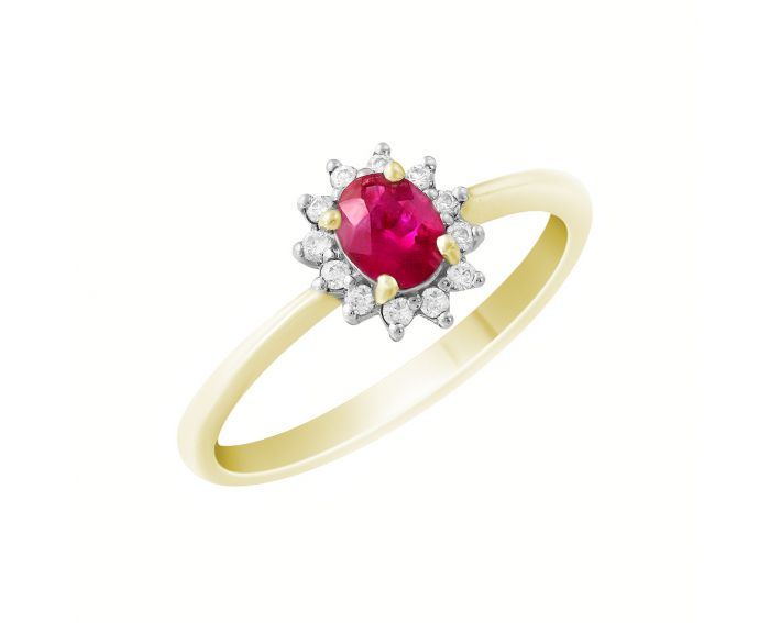 Ring with diamonds and ruby in yellow gold 1-160 913
