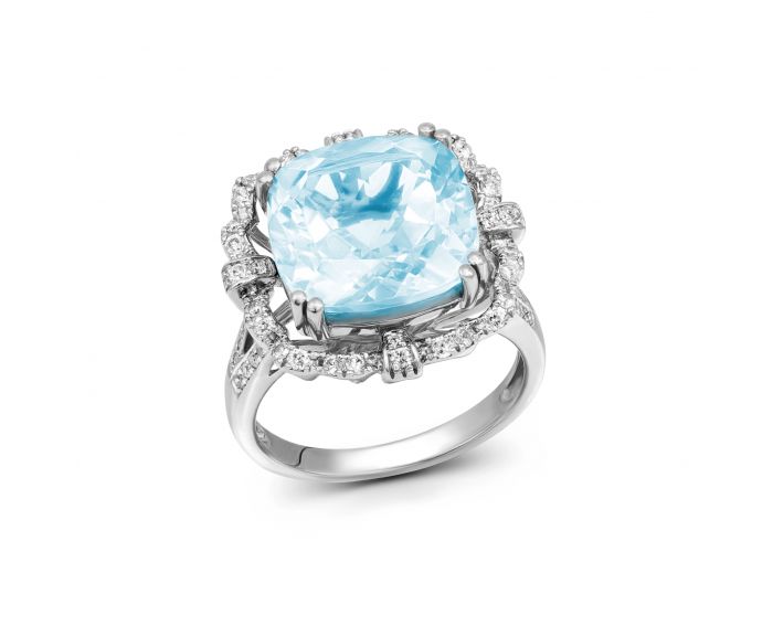 Ring with topaz and diamonds in white gold 1-164 147