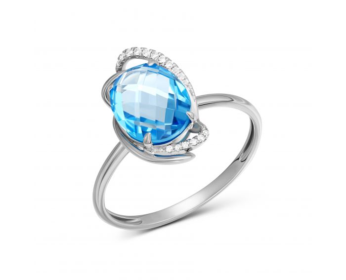 Ring with diamonds and topaz in white gold 1-164 833