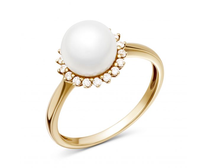Ring with diamonds and pearls 1К193-0185