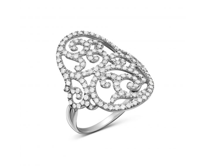 Ring with diamonds in white gold 1К441-0252