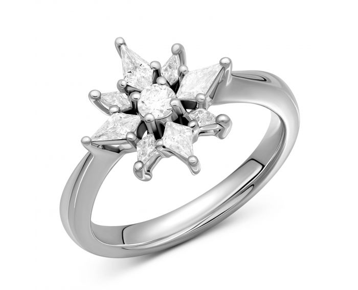 Кольцо с бриллиантами в белом золоте 1К698-0005