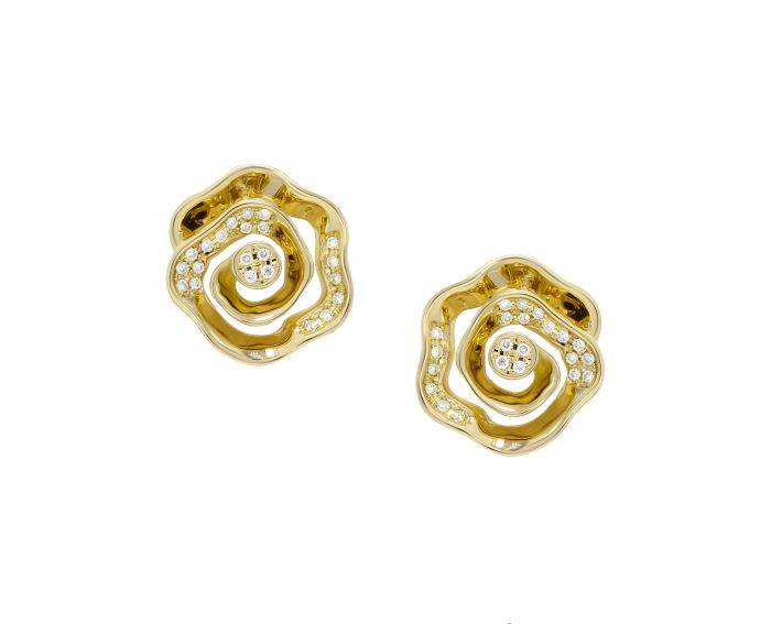 Earrings with diamonds in yellow gold Troyanda 1-169 164