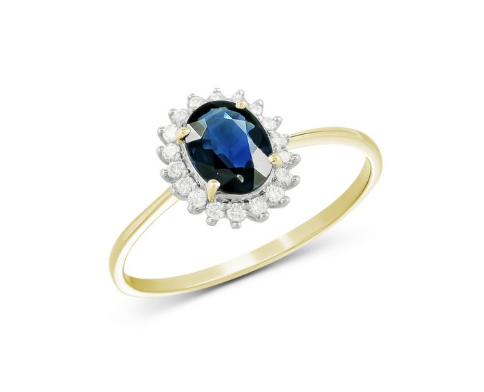 Ring with diamonds and sapphires in yellow gold1К562-0235
