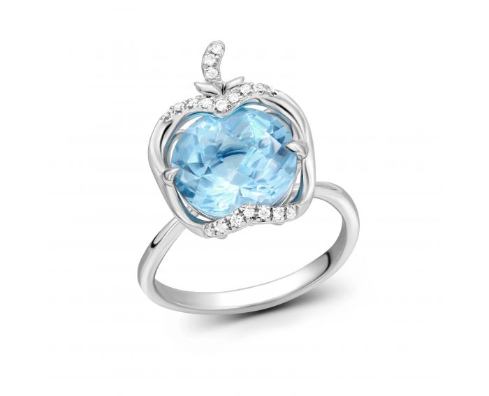 Ring with diamonds and topaz in white gold 1-176 135