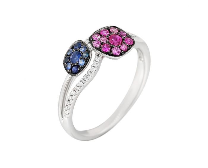 Ring with diamonds and sapphires in white gold 1-178 332