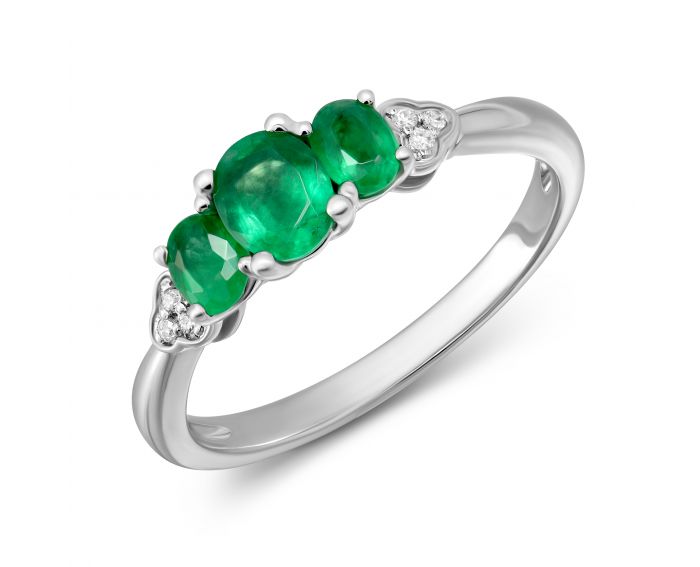 Rings with diamonds and emeralds in white gold 1-178 727