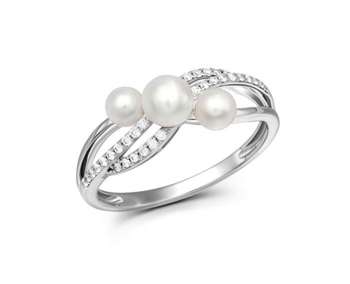 Ring with diamonds and pearls in white gold 1K562-0445