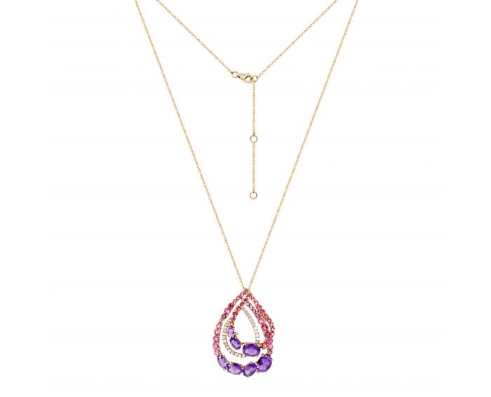 Necklace with diamonds, amethyst, pink topaz and tourmalines 1Т193-0048