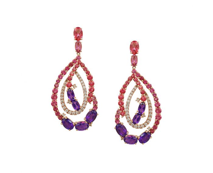 Earrings with diamonds, amethysts and tourmalines 1-184 756