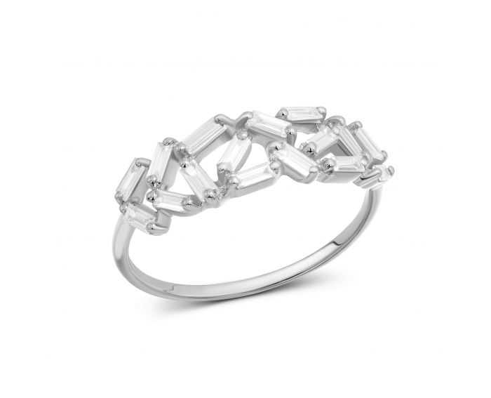 Ring with diamonds in white gold 1К441-0333