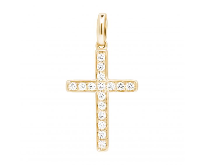 Cross with diamonds near ivory gold 1P759-0186-1