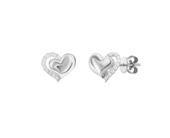 Earrings Heart with diamonds in white gold 1C193-0380
