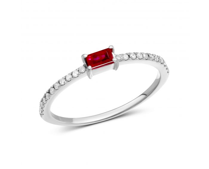 Ring with diamonds and ruby ​​1К441-0387