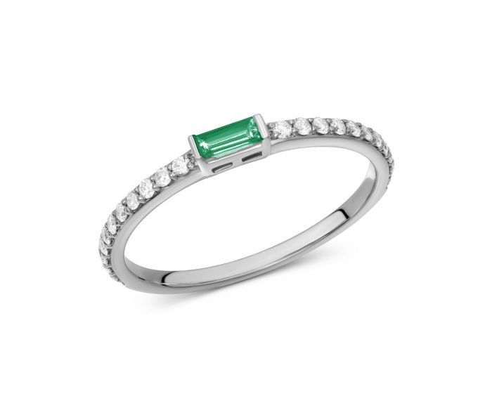 Diamond and emerald ring in white gold 1-196 752